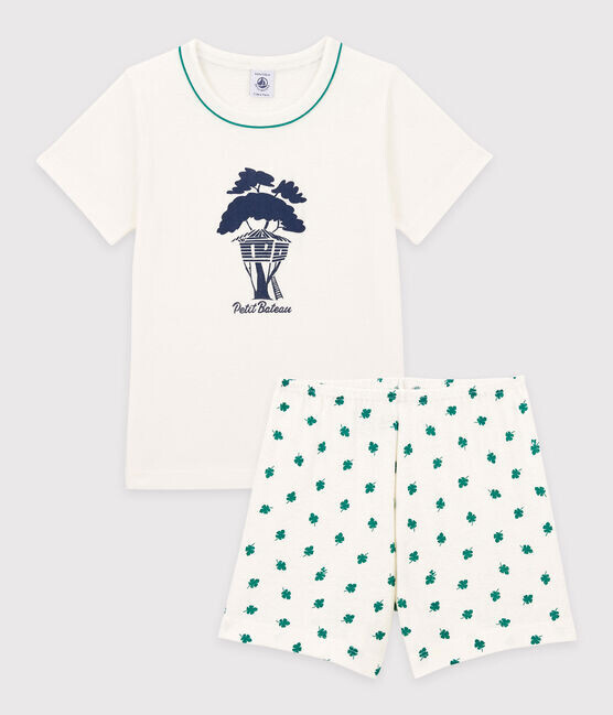 Pyjama court imprimé cabane dans les arbres et trèfles à 4 feuilles Petit Bateau