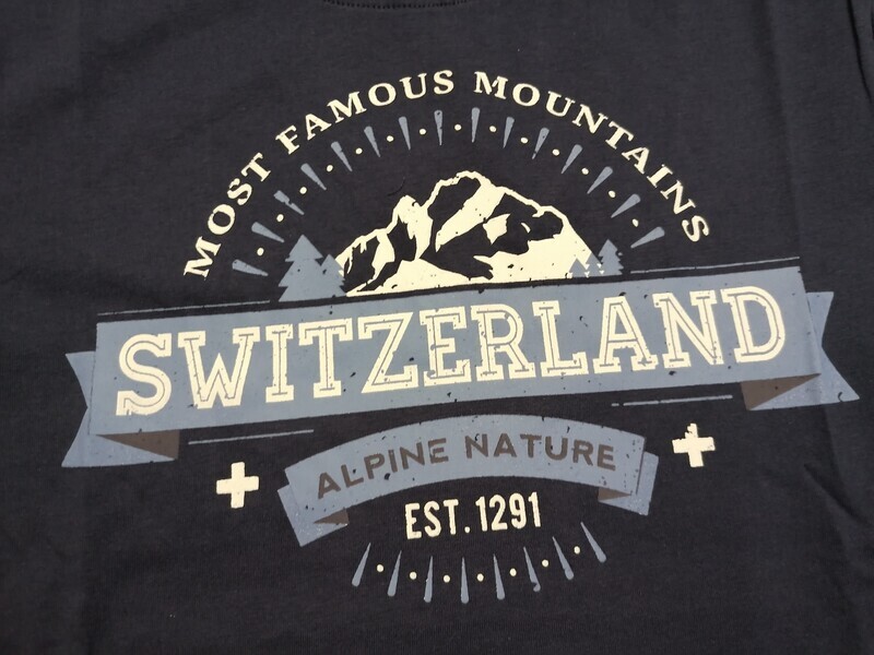 T-shirt bleu Switzerland Alpine Nature est. 1291 Suisse