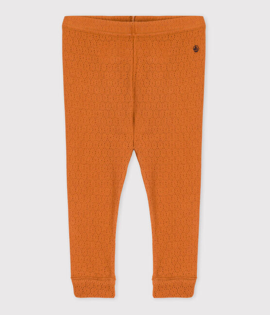 Petit Bateau Pantalon Leggings en coton ajouré couleur rouille