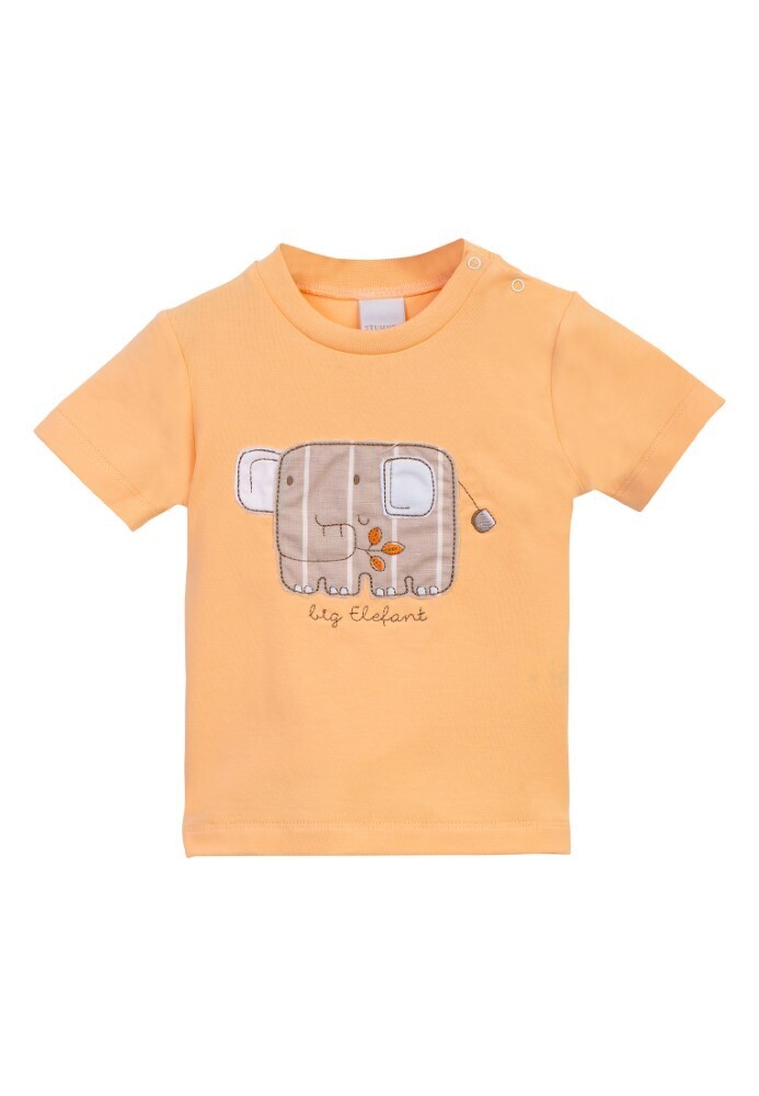 T-shirt orange brodé éléphant charmant