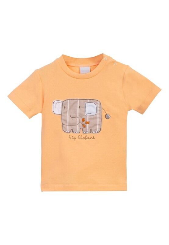 T-shirt orange brodé éléphant charmant