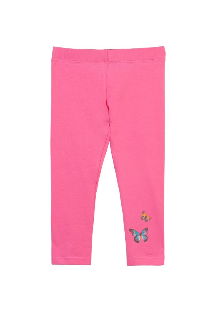 Pantalon leggings capri en coton, longueur 3/4, couleur rose bonbon imprimé papillons