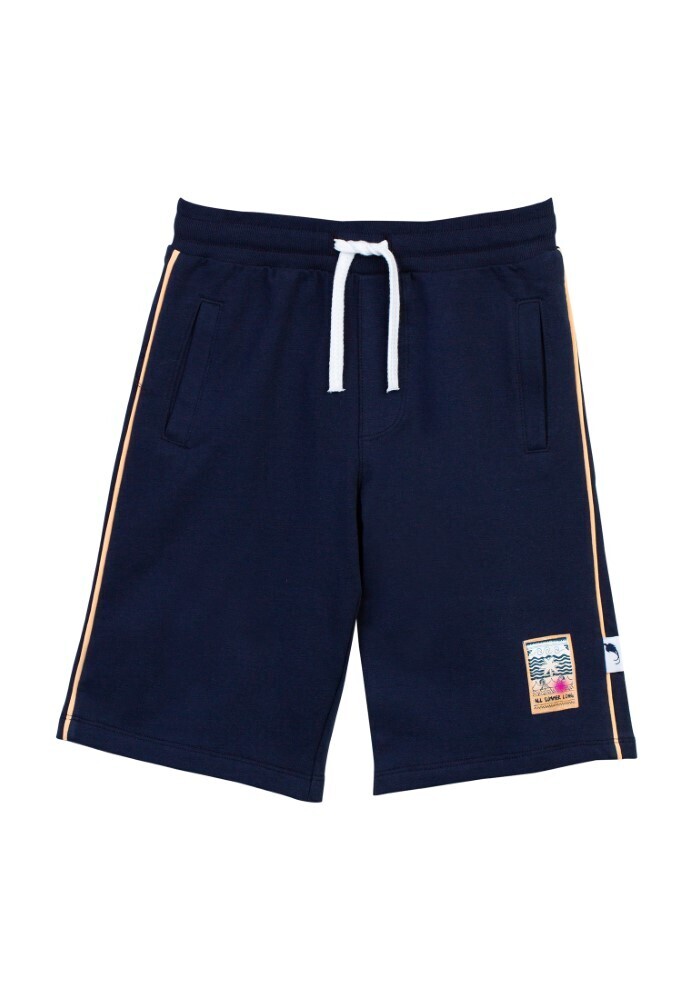 Short bermudas marine en jersey avec taille élastique et 3 poches, logo All Summer Long