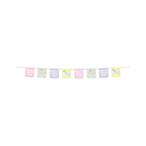 Guirlande Happy Birthday, Licornes, 21 cm sur 6 mètres de long, pour anniversaire, soirée, etc.