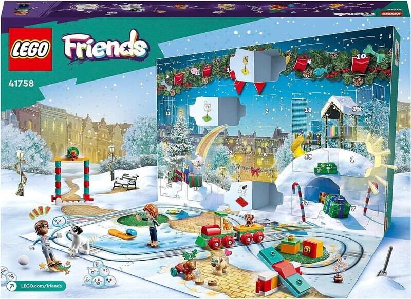 LEGO Friends Le Calendrier de l’Avent 2023, avec 24 Cadeaux Surprises Dont 8 Figurines d'animaux, 2 Mini-Poupées et des Jouets Festifs, Cadeau de Noël