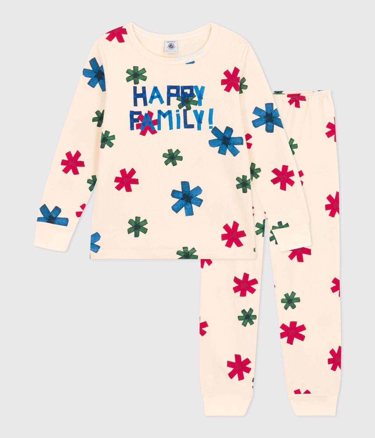 Pyjama imprimé étoile en molleton enfant Petit Bateau, Happy Family, pour garçon et fille