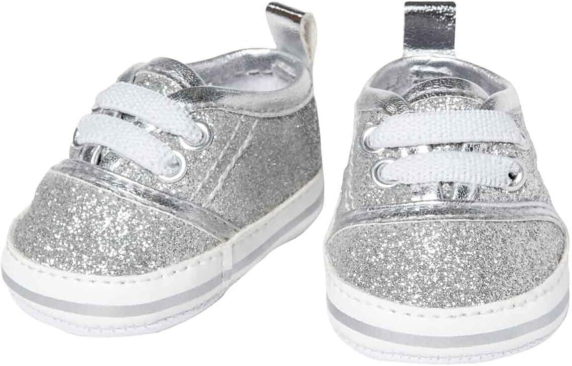 Baskets à Paillettes pour poupées argentées-Chaussures Chics Effet wow pour Occasions spéciales