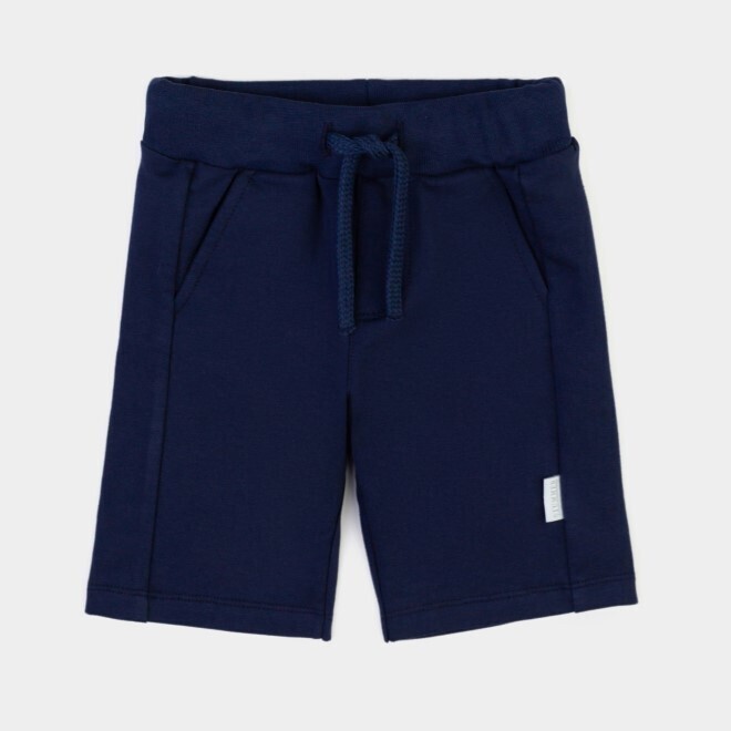 Short bermudas en jersey marine taille élastique et cordon
