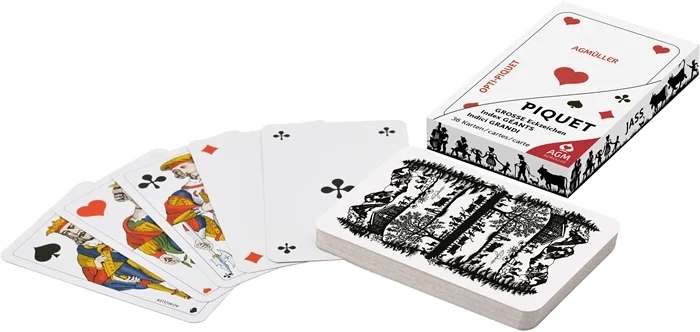 Papier découpé Cartes  Opti piquet avec marquage extra large, 57x89 mm, étui en carton, dès 6 ans, jeu de cartes