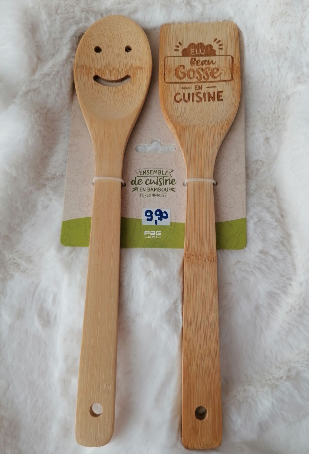 Spatule en bois lot de 2,  Elu Beau gosse en cuisine