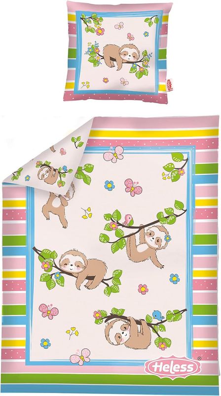 Heless - Couette pour poupée « Paresseux », env. 44 x 34 cm, avec coussin d'environ 16 x 16 cm, duvet molletonné avec oreiller