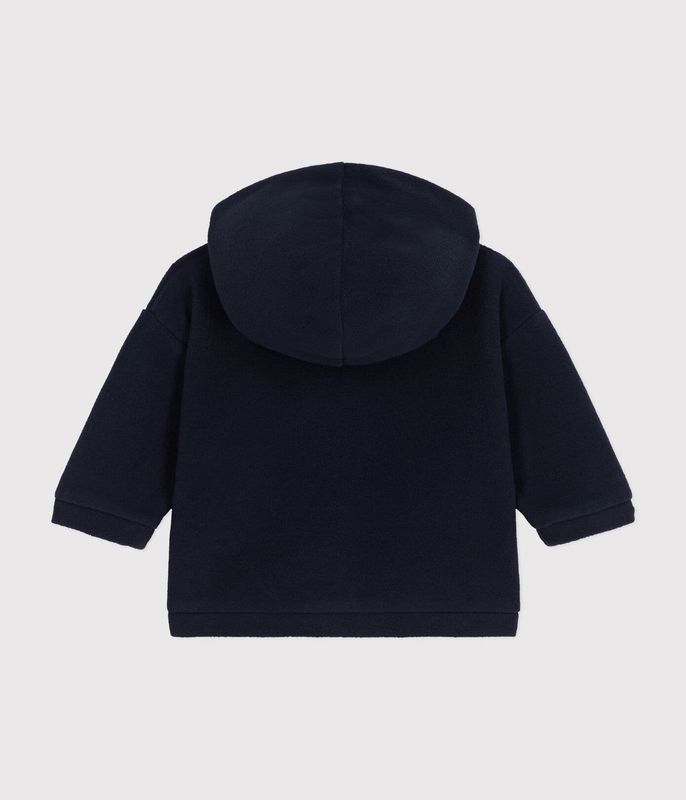Petit Bateau Jaquette Sweatshirt bébé en polaire, couleur bleu marine smoking, doublé coton avec capuchon
