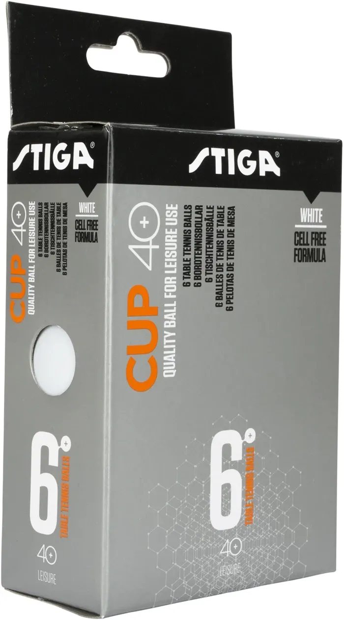 Tennis de table balles  de ping-pong Cup, 6 balles, ABS, 40+, blanches, pour un usage récréatif