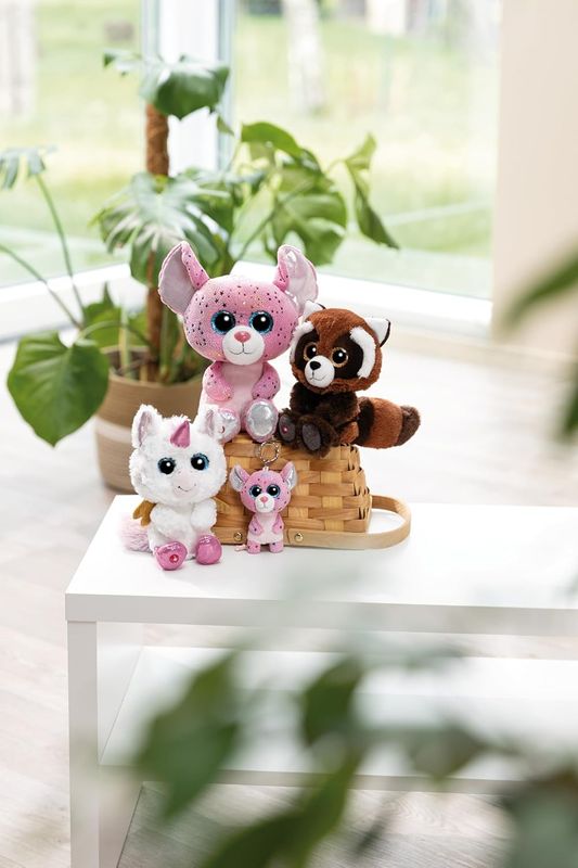 Porte-clés souris  Glubschis Miss Mausie 12 cm - Animal en peluche doté d’une fixation pour cordon, trousseau et porte-clés