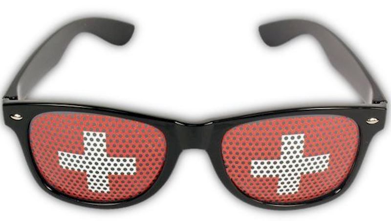 Lunettes Suisse lunettes de fan, cadre noir, pour les fans de foot, hockey, etc.