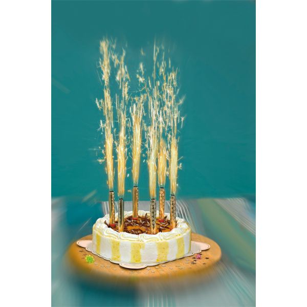 4 étoiles de rêve, fontaines, épis pour gâteau d'anniversaire 13cm, durée 50 secondes