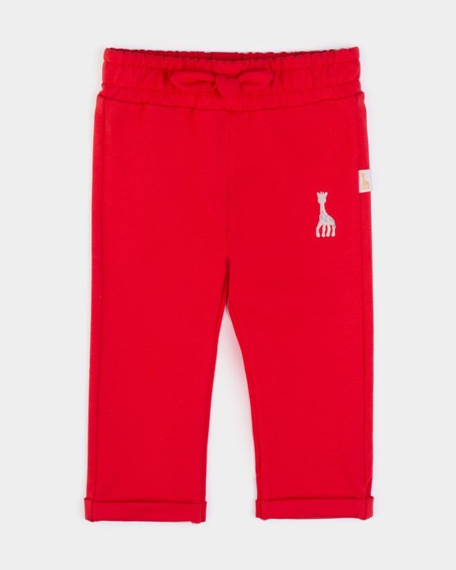 Pantalon en jersey coton rouge avec noeud Sophie la Girafe