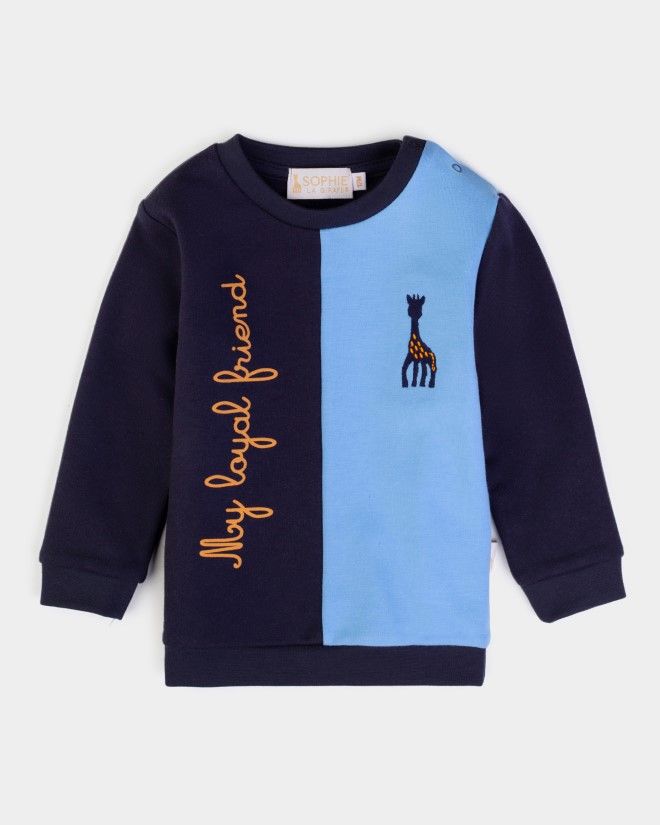 Pull coton marine et bleu My Loyal Friend Sophie la Girafe
