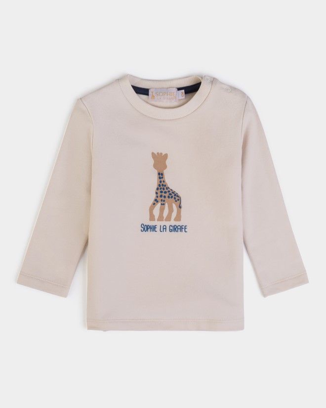 Pull coton couleur plâtre Sophie la Girafe