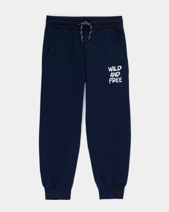 Pantalon jogging jersey coton Wild and Free, couleur marine, dino