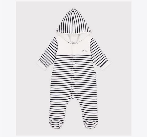 Petit Bateau combinaison pyjama ouatinée à capuche en coton