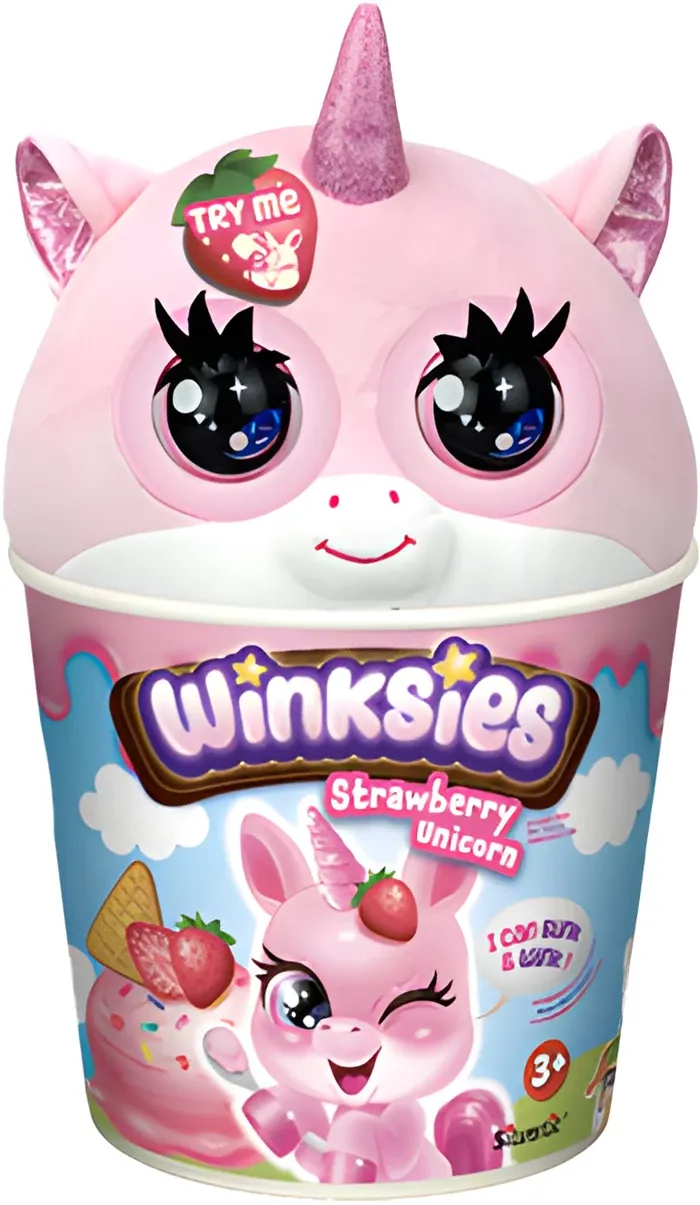 Winksies assorti par 2 animaux en peluche, 20x17x30 cm, piles 3xAA inclus,  dès 3 ans,  panda et licorne