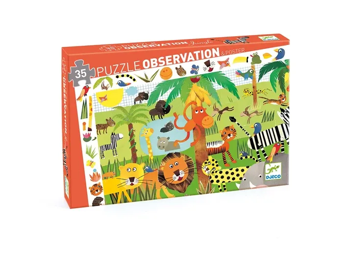 Djeco Puzzle d'observation La Jungle 35 pièces, dès 3 ans