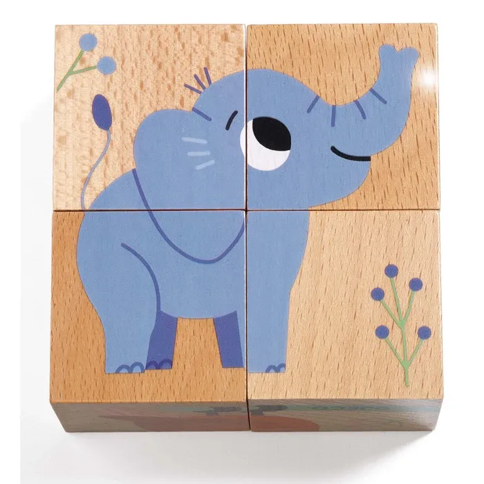 Djeco Puzzle cubes en bois Wild &amp; Co (4 cubes)