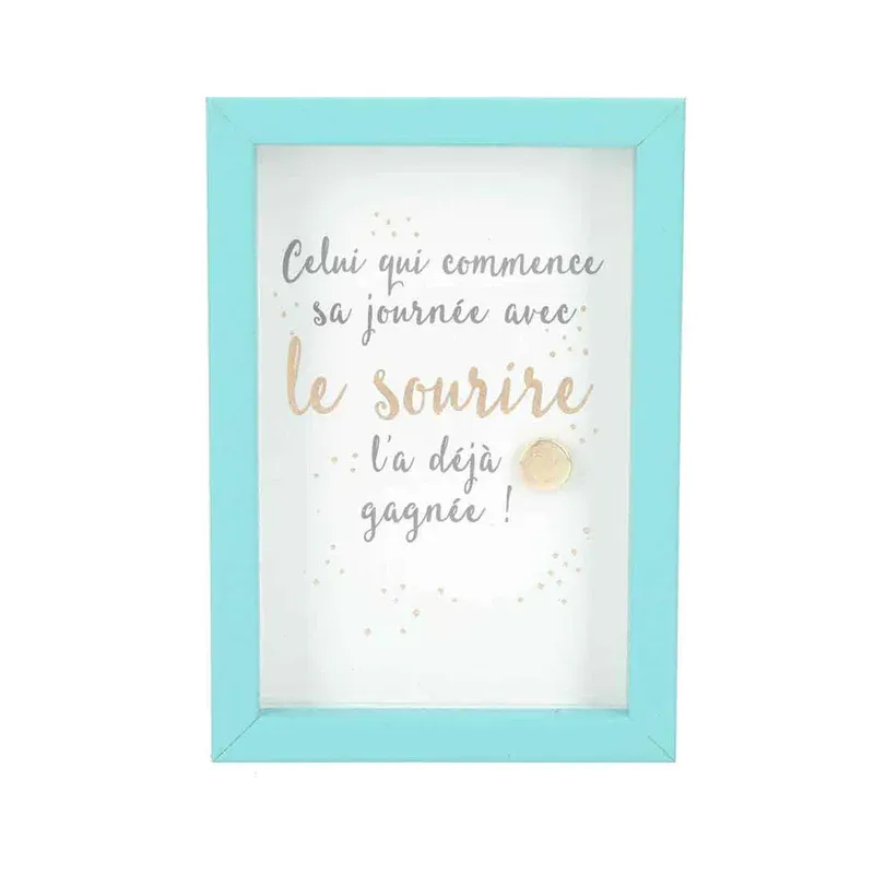 Cadre imprimé "Celui qui commence sa journée avec le sourire l'a déjà gagnée!"