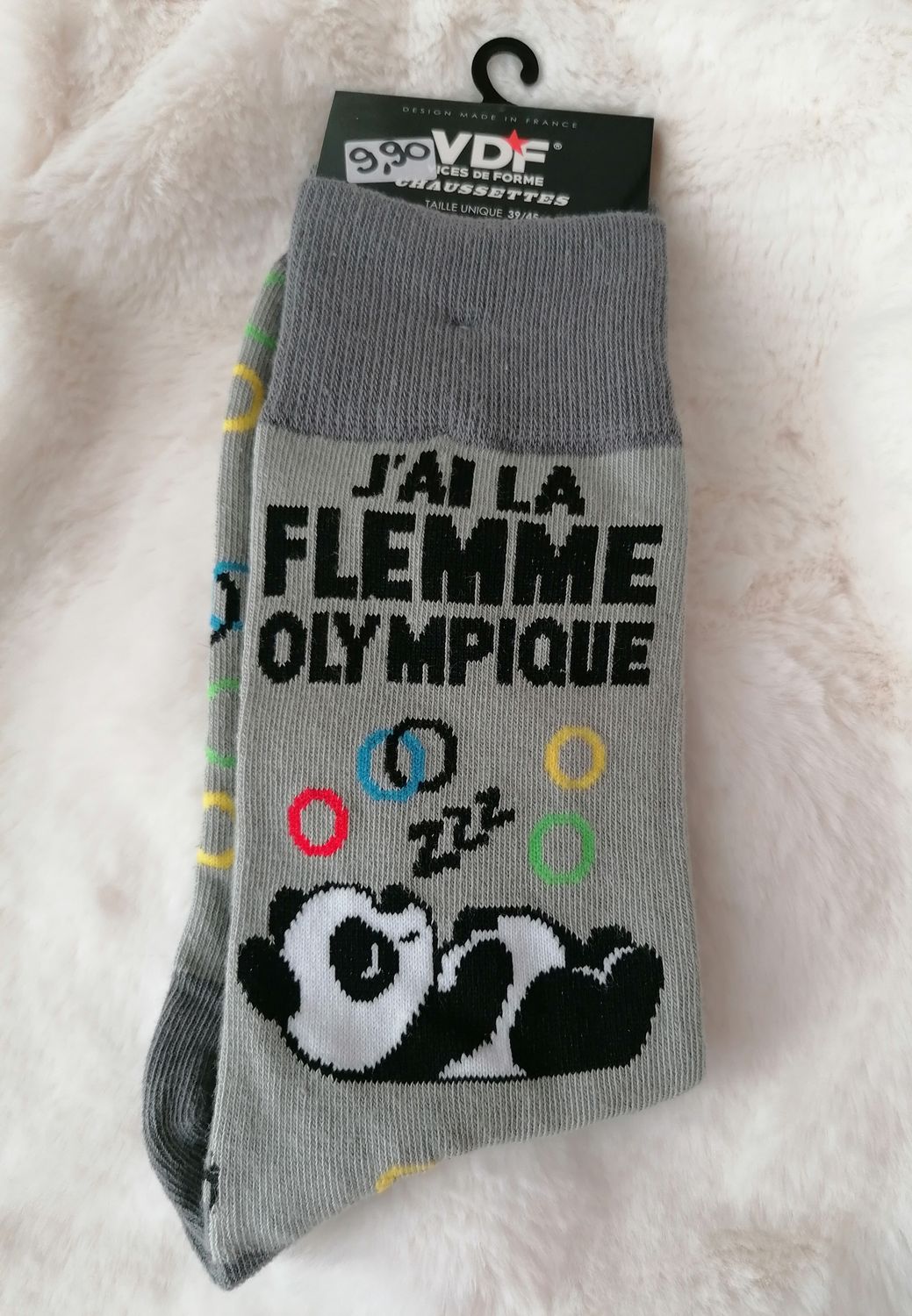Chaussettes "J'ai la flemme olympique" pointure 39/45