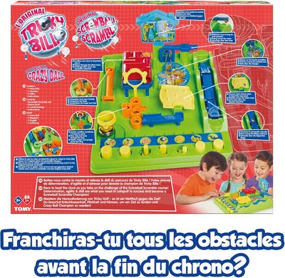 Tomy Tricky Bille Circuit de Billes - Jeu d'action pour Enfant, Jeu d'adresse et de Rapidité, Jeu de Billes Multicolore pour Enfant de 5 Ans+