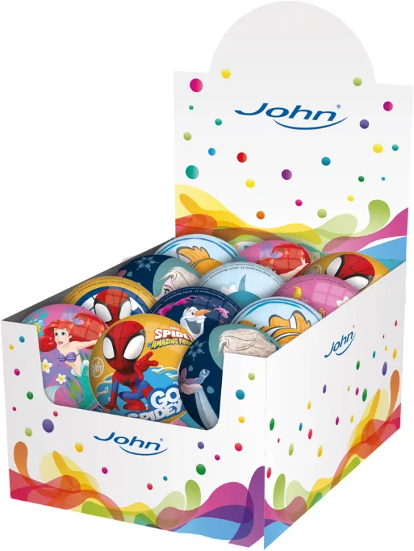 Disney 100 Balle en mousse, assorti, 4 modèles différents,  Ø 6.3 cm, plastique PU. Nemo, Ariel, Spidey et Reine des Neiges II