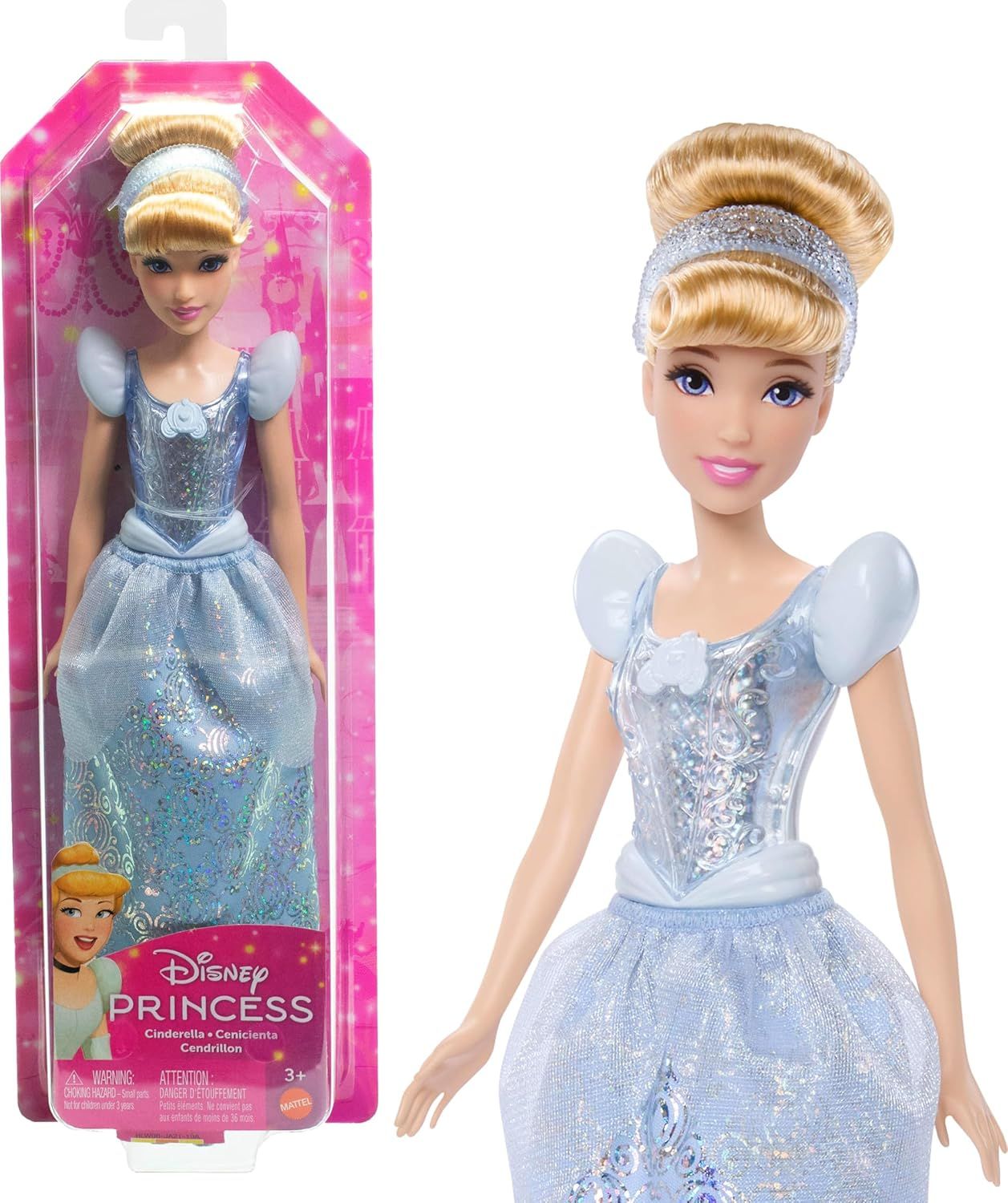 Mattel Princesses Disney Poupée Cendrillon articulée avec tenue scintillante