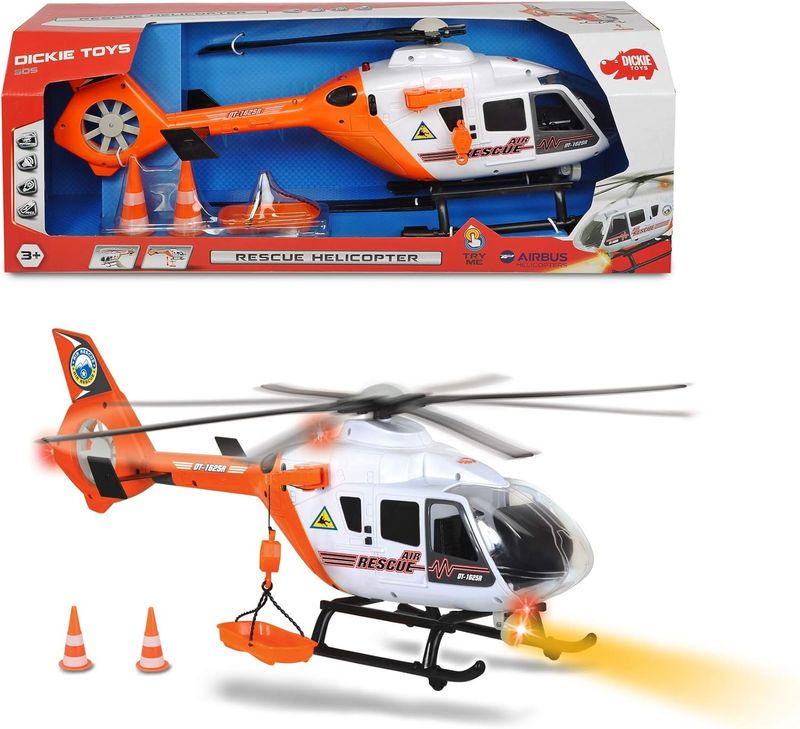 Dickie Hélicoptère de secours géant, longueur plus de 50 cm. avec sons et lumière