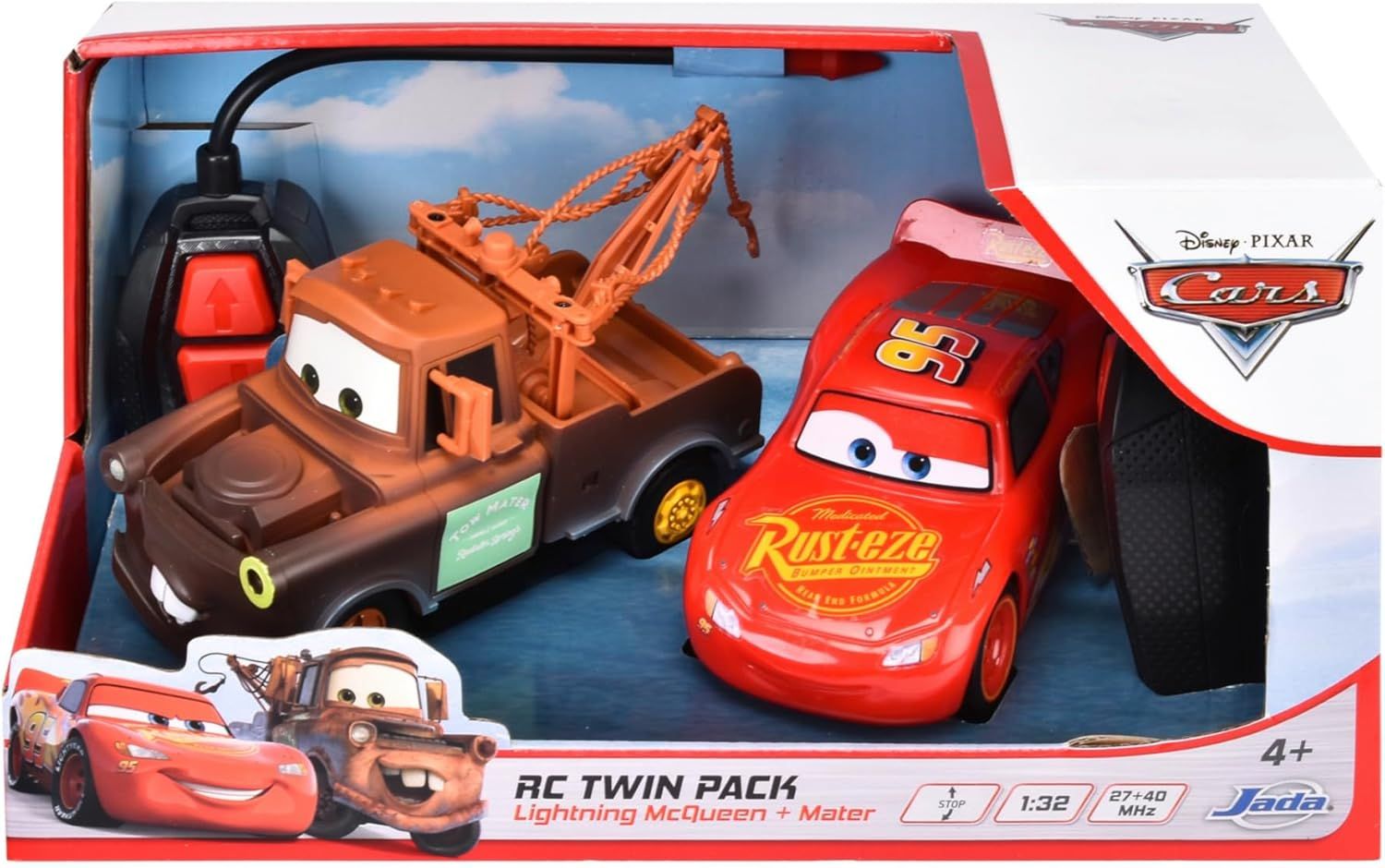 Jada Toys Cars RC Voitures RC Flash McQueen &amp; Hook (Mater) de Disney Pixar Cars - 2 Voitures télécommandées à partir de 4 Ans