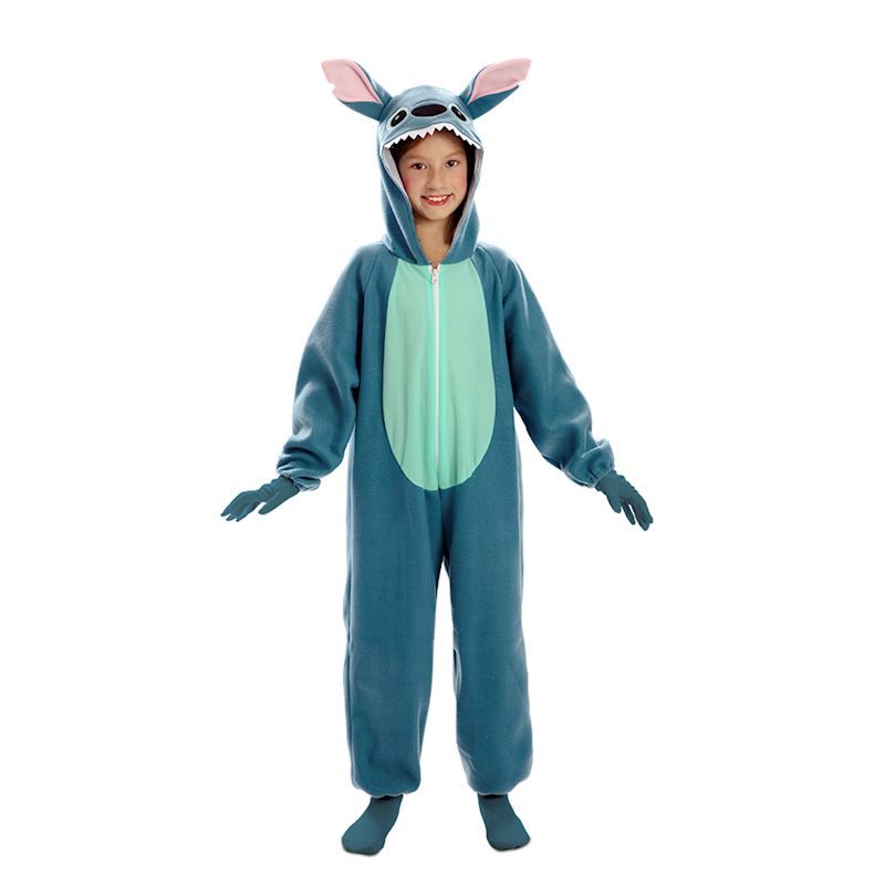 Costume "Stitch" combinaison overall en fine peluche, déguisement pour carnaval et anniversaire