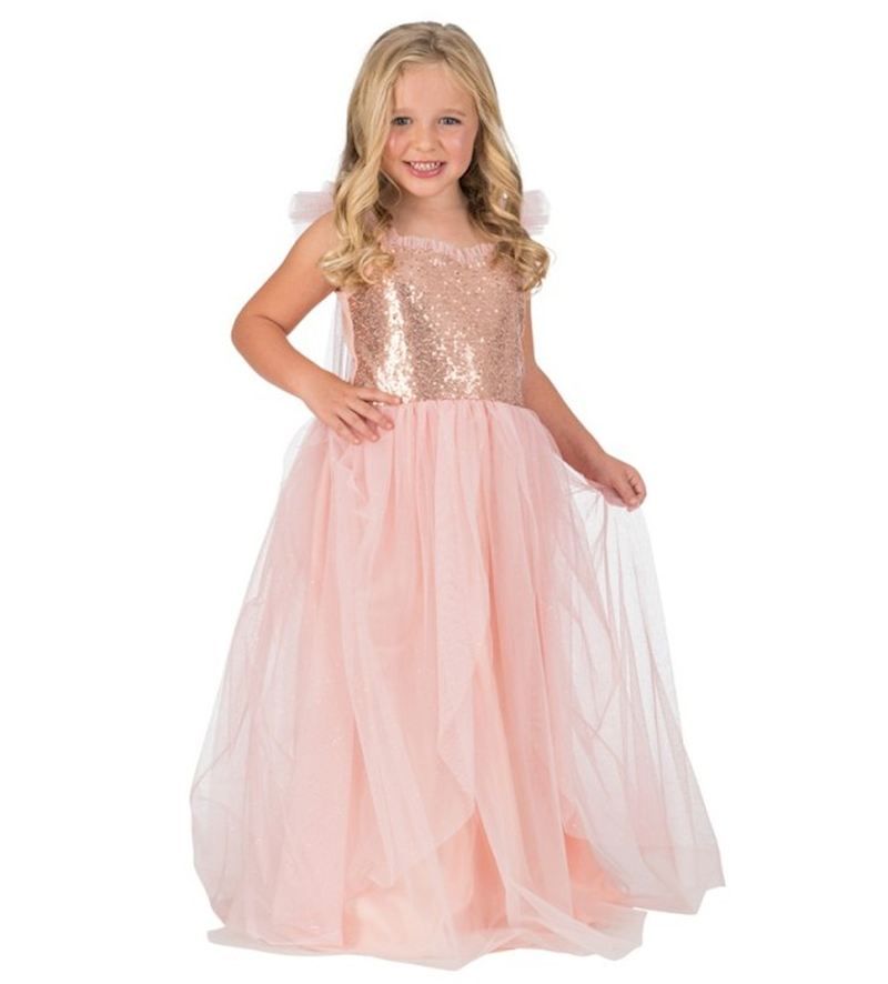 Costume princesse Rosalia 128 cm, robe avec sequins, déguisement pour le carnaval et les anniversaires