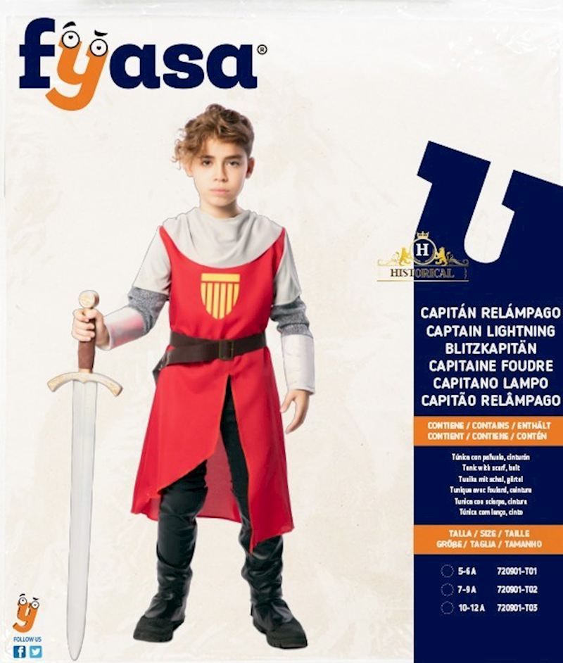 Costume chevalier taille 7-9 ans, déguisement pour carnaval et anniversaire