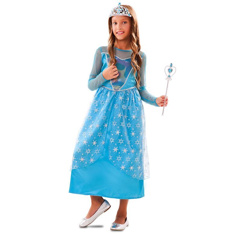 Costume Princesse d'hiver taille 5-6 ans, déguisement Reine des Neiges pour carnaval et anniversaire