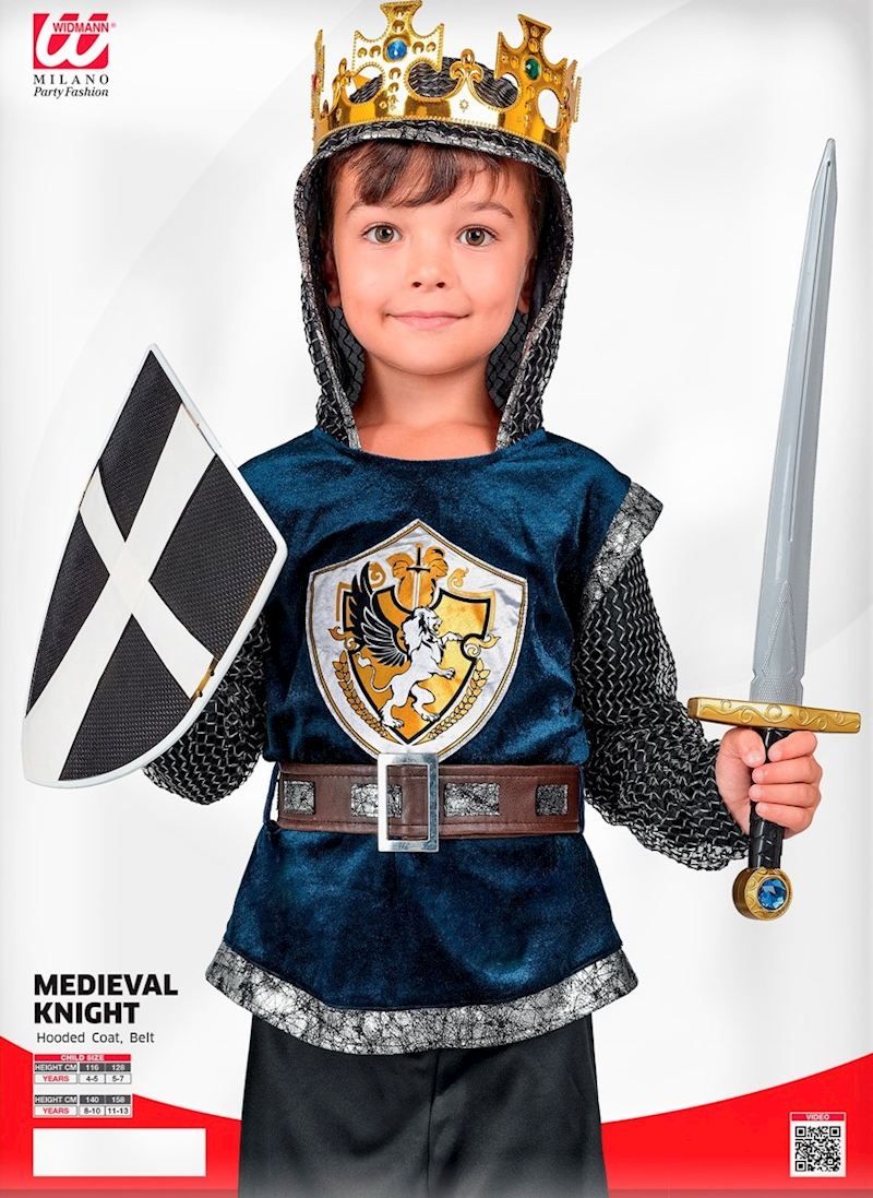 Costume Chevalier Médiéval avec ceinture, taille 140, déguisement pour le carnaval et les anniversaires