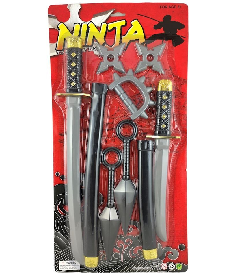 Set d'armes Ninja 9 pièces, pour carnaval et anniversaire