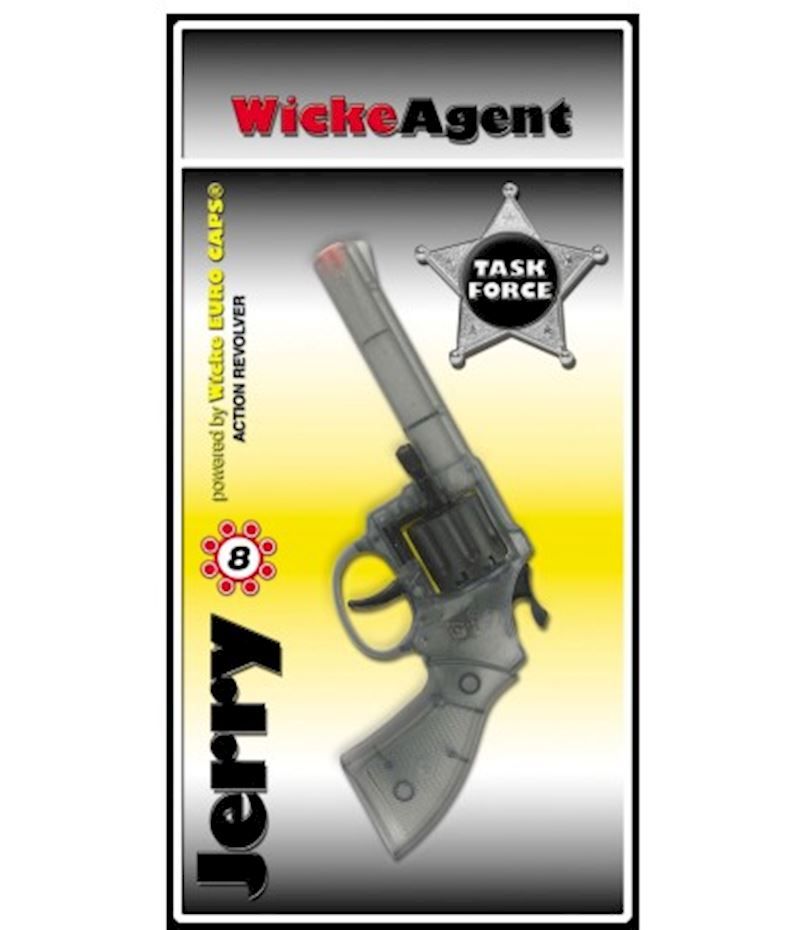 Pistolet cowboy Jerry 8-coup de feu transparent pour carnaval et anniversaire