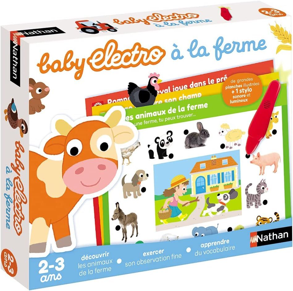 Nathan - Baby Electro à la Ferme - Découverte Des Animaux de la Ferme - Jeu Educatif Electronique - 1 Stylo Sonore et Lumineux Inclus - Pour Enfants de 2 à 3 ans