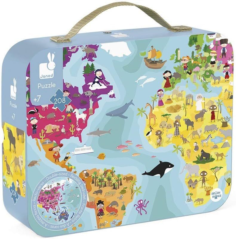 Janod - Puzzle Enfant Monde 208 Pièces planète bleue