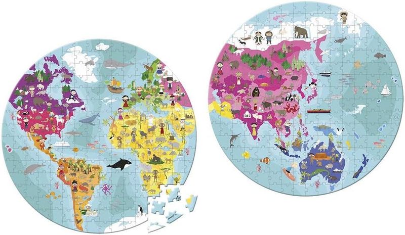 Janod - Puzzle Enfant Monde 208 Pièces planète bleue