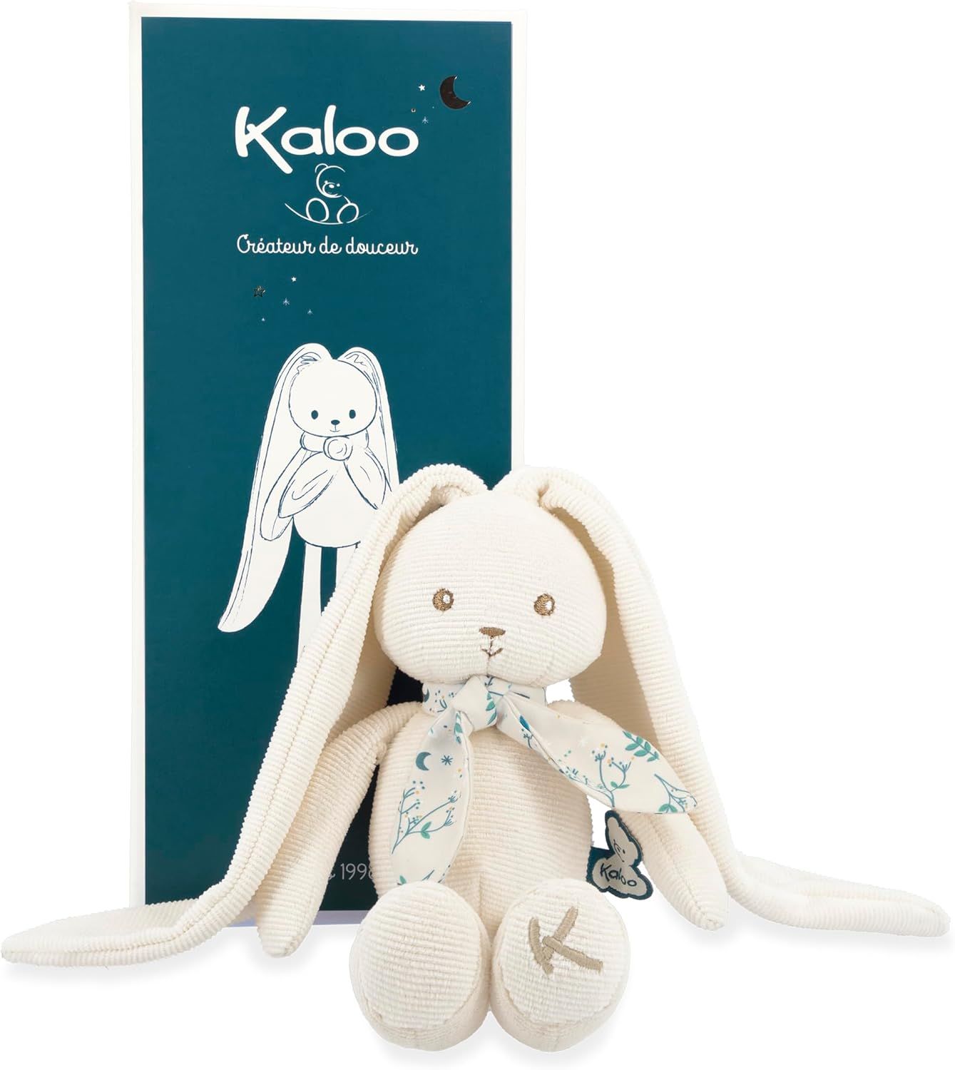 Kaloo  Pantin Lapin doudou - Peluche Bébé en Velours Côtelé lapinoo - 35 cm - Couleur Crème - Matière très Douce - Boîte Cadeau - Dès la Naissance