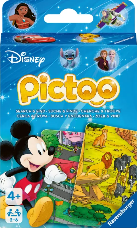Pictoo Disney, d/f/i, dès 4 ans, 2-6 joueurs, jeu de cartes, cherche et trouve