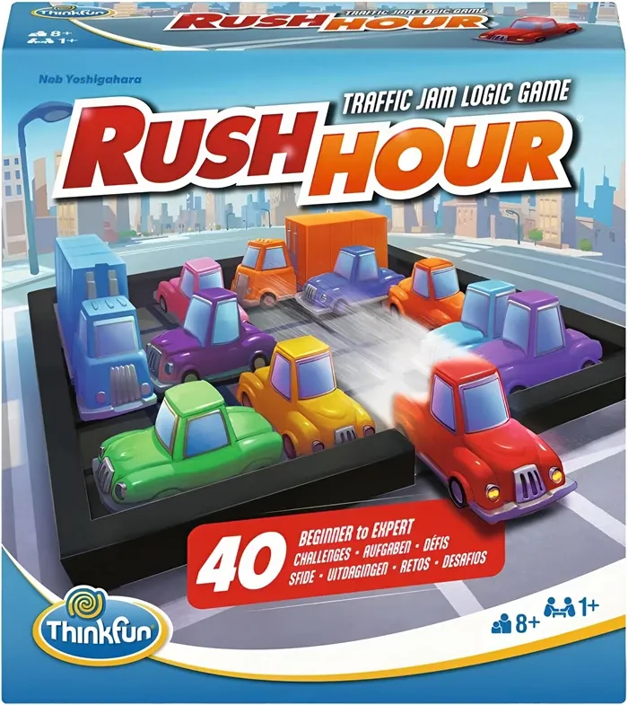 Rush Hour , d/f/i dès 8 ans, 1 joueur, jeu de logique, 4 niveaux, 40 défis