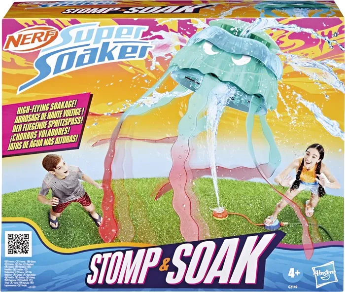 Nerf Super Soaker Stomp &amp; Soak, Jouet d'eau | méduse Flottante à Jets d'eau | se raccorde au Tuyau d'arrosage | Jouets d'extérieur pour Enfants | dès 4 Ans