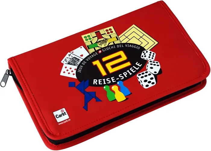 12 Jeux de voyage, d/f/i dès 6 ans, 1-6 joueurs, dans un étui pratique